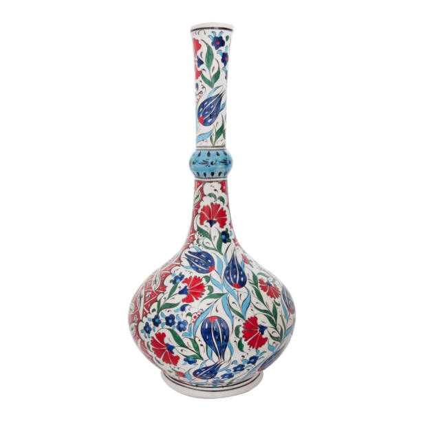 istock Ceramic White Vase with Blue and Red Flowers 1070058486
