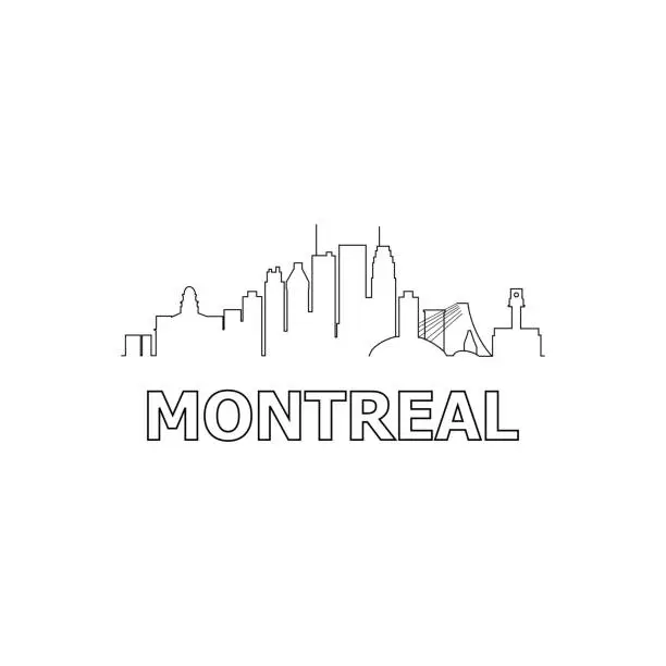 Vector illustration of Montreal skyline and landmarks silhouette black vector icon. Montreal panorama. Canada