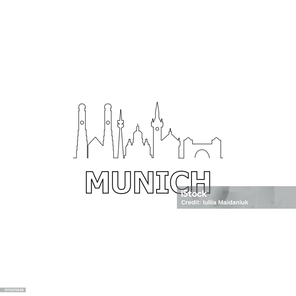 Munich skyline and landmarks silhouette black vector icon. Munich panorama. Germany Munich stock vector