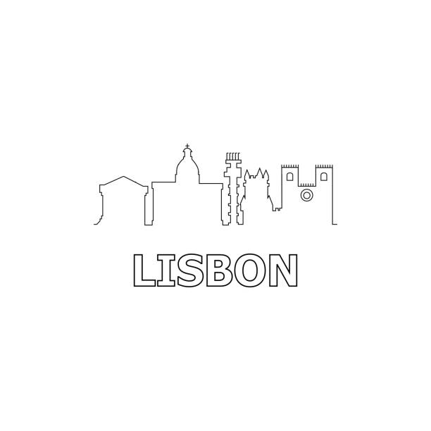 ilustrações de stock, clip art, desenhos animados e ícones de lisbon skyline and landmarks silhouette black vector icon. lisbon panorama. portugal - lisbon square landscape
