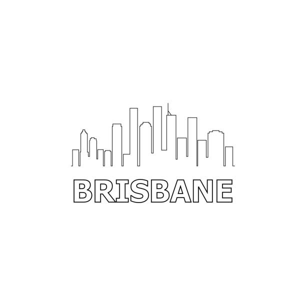 Brisbane skyline and landmarks silhouette black vector icon. Brisbane panorama. Australia Brisbane skyline and landmarks silhouette black vector icon. Brisbane panorama. Australia brisbane stock illustrations
