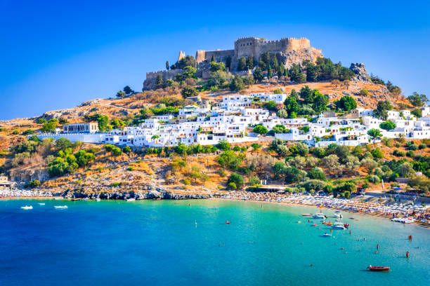 istock Lindos, Acropolis in Rhodes, Greece 1070076334