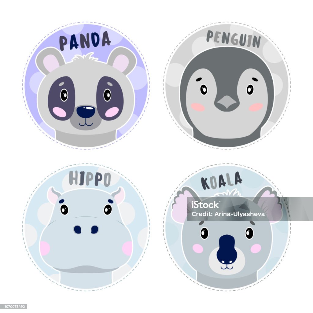 Bộ Phim Hoạt Hình Vector Động Vật Đối Mặt Bốn Đối Tượng Gấu Trúc ...