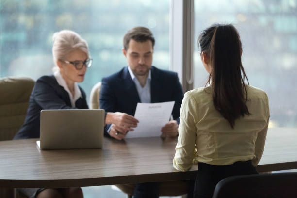 istock Female candidate interview with HR managers in office 1070079846