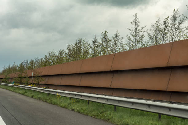 istock Rusty metal plate noise barrier 1070083744
