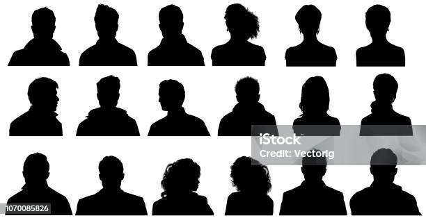 Silhouette Profilo Persone - Fotografie stock e altre immagini di Sagoma - Controluce - Sagoma - Controluce, Persone, Scontornabile