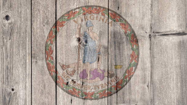 US State Virginia Seal Wooden Fence