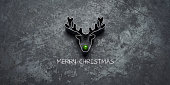 Christmas Green Nose Reindeer- Holiday Blackboard Metal Glitter Fun Humor