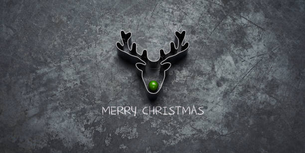 Christmas Green Nose Reindeer- Holiday Blackboard Metal Glitter Fun Humor Conceptual Christmas photography. Large multiple image stich. rudolph the red nosed reindeer photos stock pictures, royalty-free photos & images
