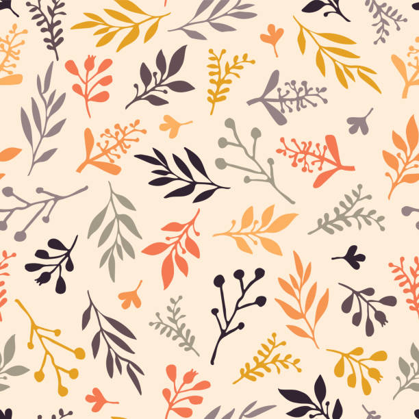 Fall leaf seamless vector background. Orange, gold, purple, gray leaves on a beige autumn background. Abstract nature pattern. Simple Doodle leaf print. Thanksgiving, Seasonal, November, fabric, card Fall leaf seamless vector background. Orange, gold, purple, gray leaves on a beige autumn background. Abstract nature pattern. Simple Doodle leaf print. Thanksgiving, Seasonal, November, fabric, card thanksgiving background stock illustrations
