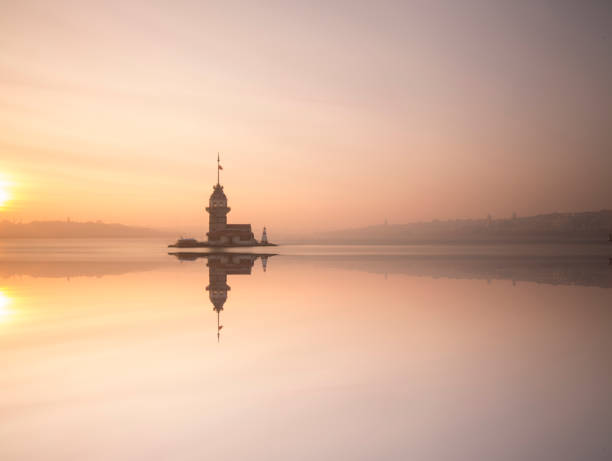 istock Maiden's Tower reflections and birds 1070101666