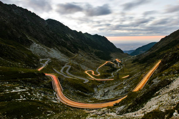 istock Night view of Transfagarasan serpentine in romanian Carpathians, 1070104936