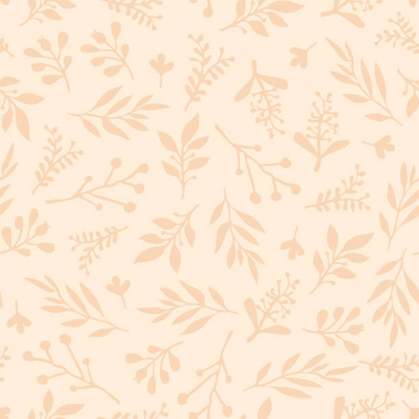 laub nahtloser vektor hintergrund. beige blätter hintergrund. begrenzte farbpalette. abstrakte natur-blatt-muster. im herbst fallen doodle blatt drucken. thanksgiving, saisonale stoff, november, karte, papier - brown seamless backgrounds pattern stock-grafiken, -clipart, -cartoons und -symbole