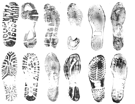 footprint stains isolated on white