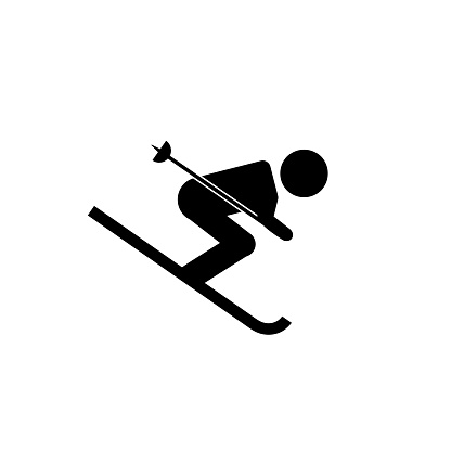 A skier icon on a white background