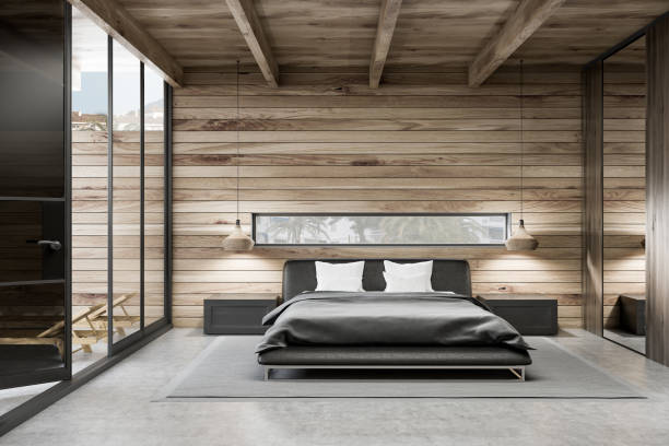 istock Wooden master bedroom interior 1070117918