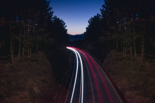 Long exposure of mountain road