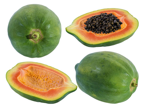 istock papaya isolated on a white 1070137596