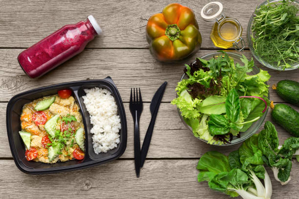istock Rice with mix vegetable, smoothie and fresh salad ingredients 1070137906
