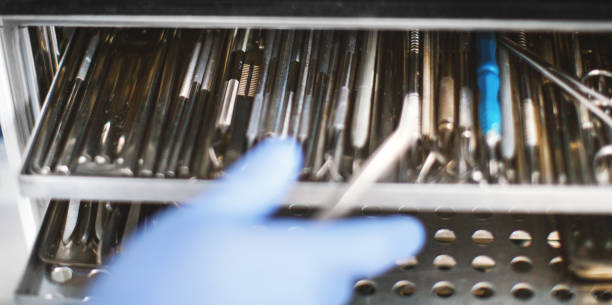 istock Dental instruments in the autoclave. 1070138264