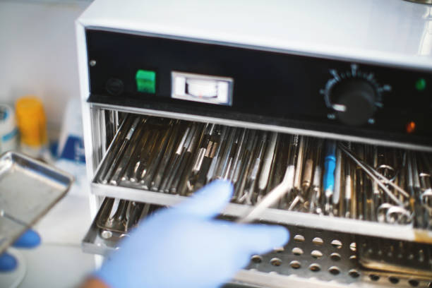 istock Dental instruments in the autoclave. 1070138268