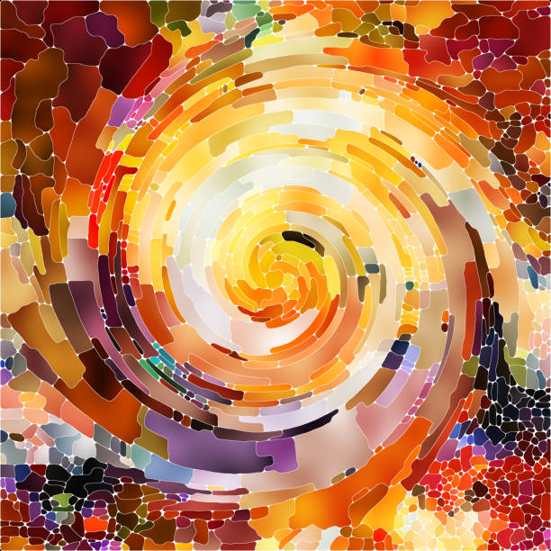 ucieczka koloru spiralnego - stained glass backgrounds pattern abstract stock illustrations