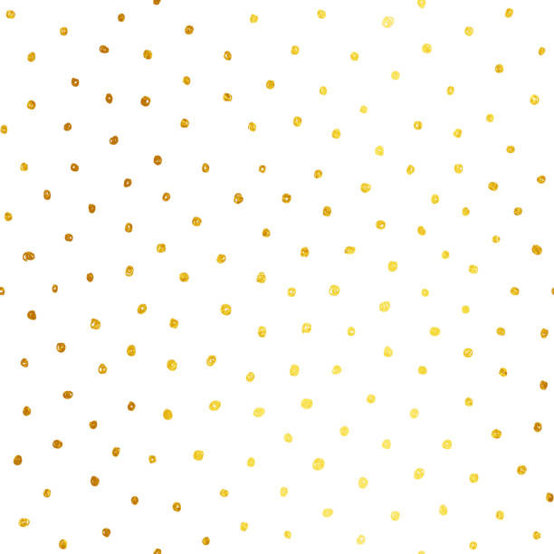 stockillustraties, clipart, cartoons en iconen met ongelijke rommelig hand getekend goud gekleurde polka dots geïsoleerd op een witte achtergrond - abstracte structuurpatroon - doodles op de achtergrond van het papier in de vector - bacterial mat