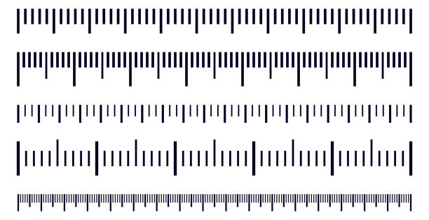 ilustrações de stock, clip art, desenhos animados e ícones de vector set of metric rulers in flat style. measuring scales. - tape measure illustrations