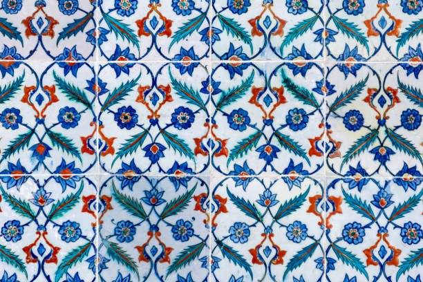istock Abstract turkish tile background with blue and white colours. 1070160350