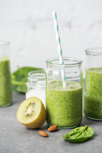 istock Blended green and organic smoothie in glasses 1070161946