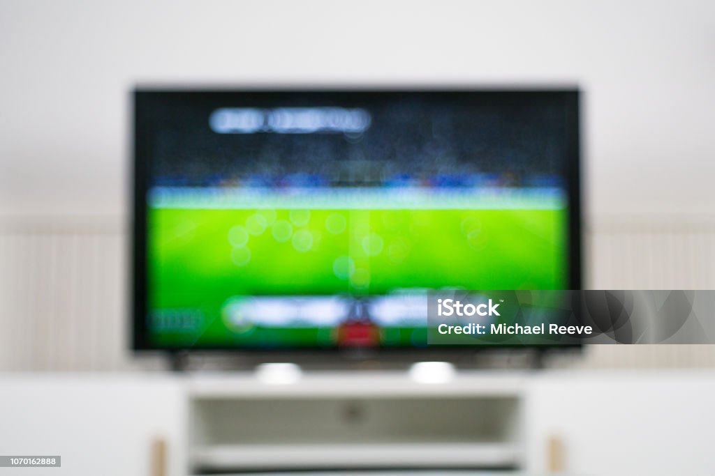 Blurred TV Background - Sport Television Set Stock Photo