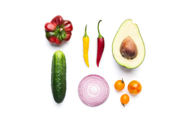 istock Fresg vegetable salad ingredients on white background 1070166048
