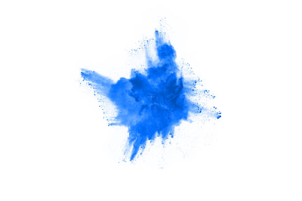 istock Blue powder explosion on white background. Colored cloud. Colorful dust explode. Paint Holi. 1070168822