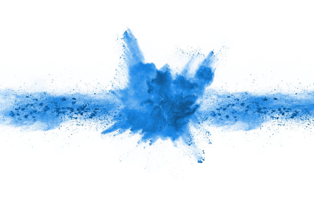 istock Blue powder explosion on white background. Colored cloud. Colorful dust explode. Paint Holi. 1070168842