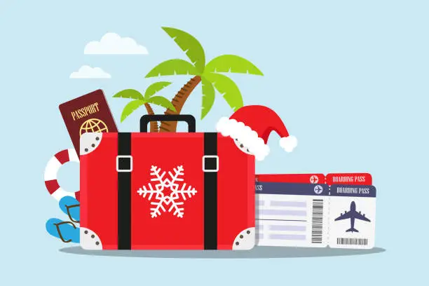 Vector illustration of Travel on Christmas holiday