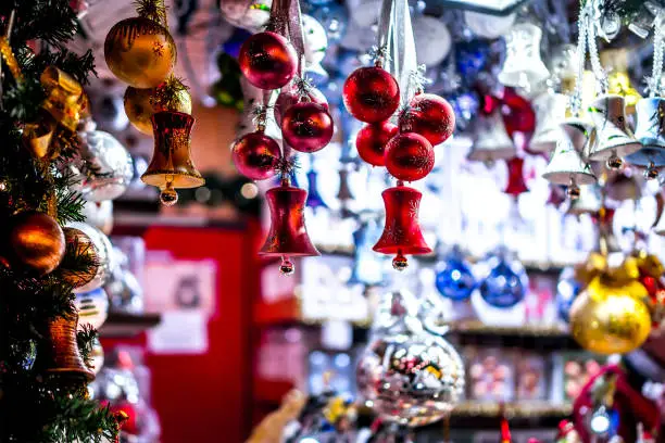 Photo of christmas market decoration for xmas holiday