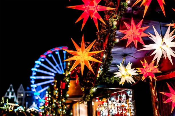 Photo of christmas market decoration for xmas holiday