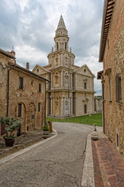 вид на святилище мадонны ди сан-бьяджо. - madonna di san biagio стоковые фото и изображения