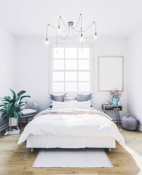 istock Poster mockup in bedroom. Empty frame in interior. 1070174260