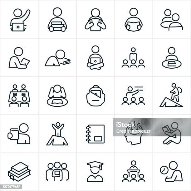 Learning Icons Stock Illustration - Download Image Now - Icon Symbol, Reading, Student