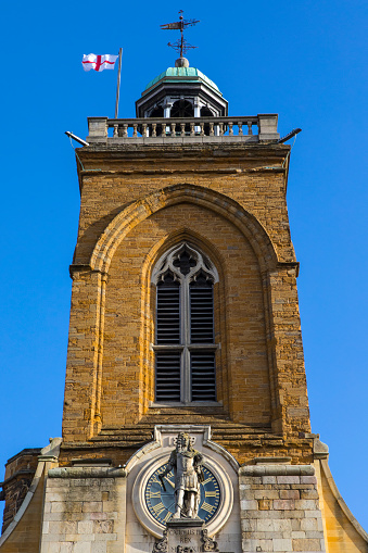 A view of the historic All Saints Church in the town of Northampton, UK.
