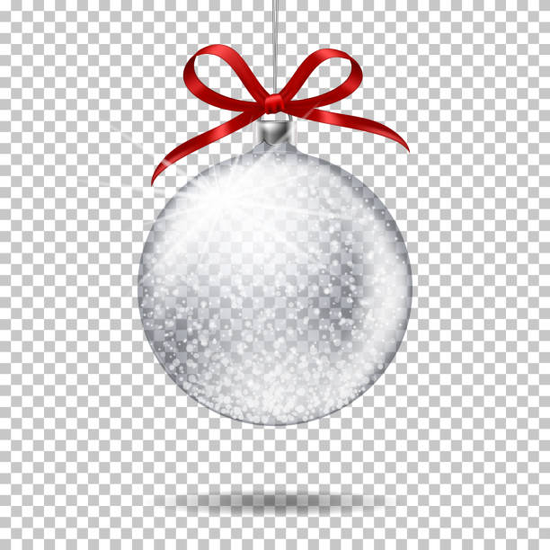 istock Realistic transparent christmas ball with bow, isolated on transparent background. 1070187262