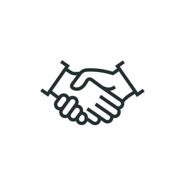 ilustrações de stock, clip art, desenhos animados e ícones de partnership line icon - handshake