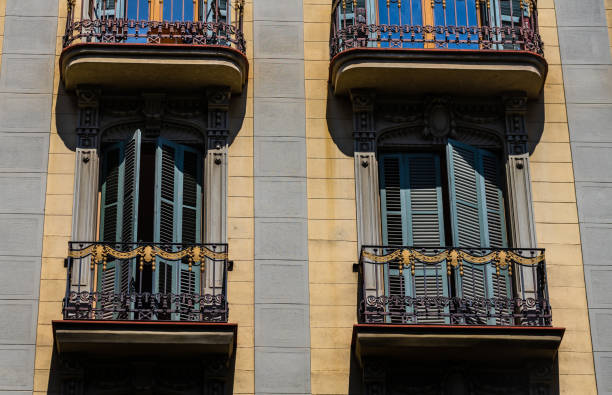 istock Building facade. Old architectural  buildings in Barcelona. Spain. 1070191584