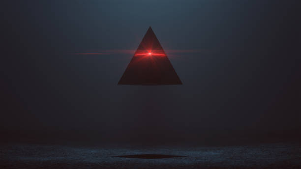 istock Futuristic Abstract Alien Pyramid AI Super Computer Droid with Glowing Lens Flare 1070194356