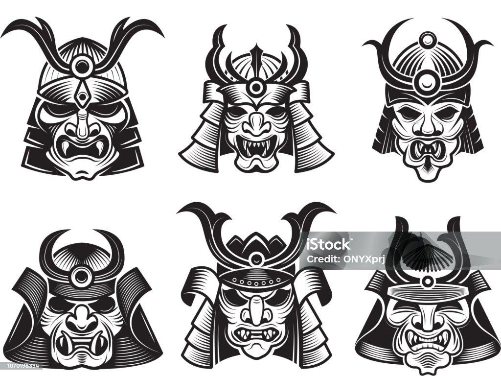 Mặt Nạ Võ Thuật Châu Á Minh Họa Vector Chiến Binh Samurai Nhật Bản ...