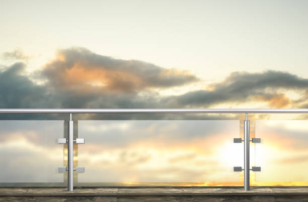 glass fence 3D illustration