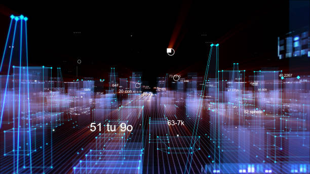 istock Technological digital background consisting of a futuristic city with data 1070212570