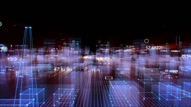istock Technological digital background consisting of a futuristic city with data 1070212838