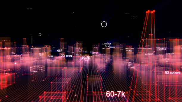 istock Technological digital background consisting of a futuristic city with data 1070213320